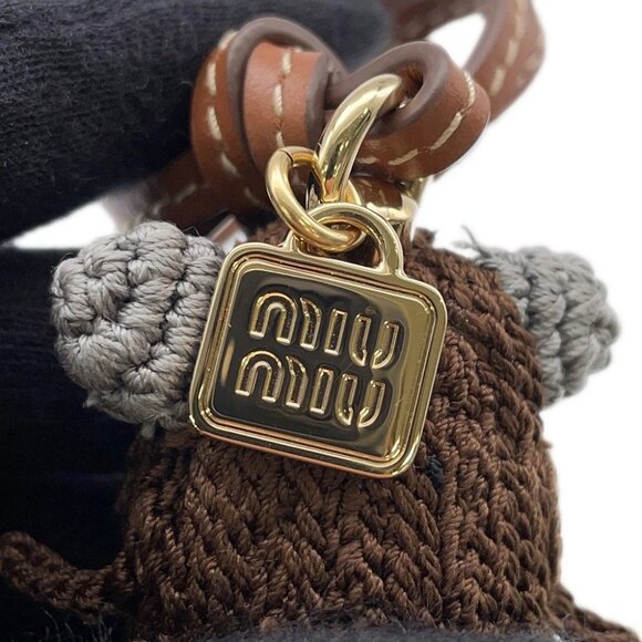 MIUMIU Technical Yarn Trick Bag Charm Recycled Polyester Gray/Brown/Red 5TT260 - Picture 11 of 14